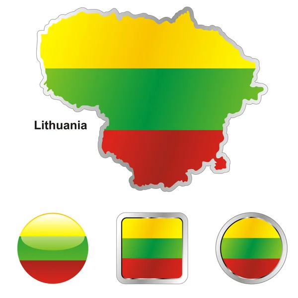 Литва на карте и на веб-кнопках — стоковый вектор