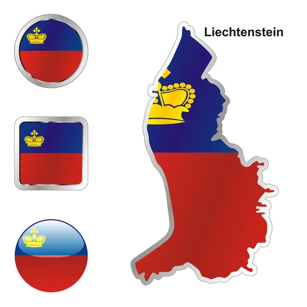 Liechtenstein en el mapa y los botones web sha — Vector de stock