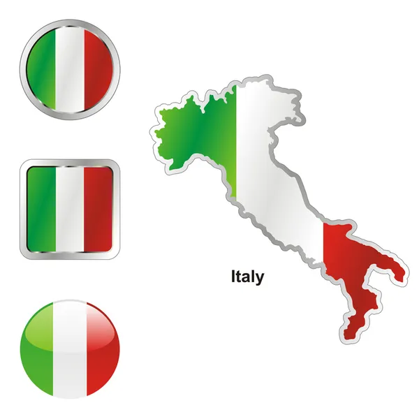 意大利在地图和 web 按钮形状 — 图库矢量图片
