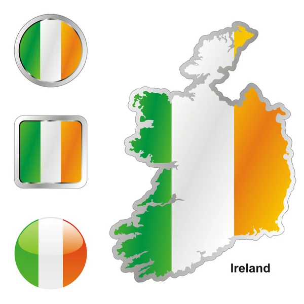 Irlanda en el mapa y la web botones formas — Vector de stock