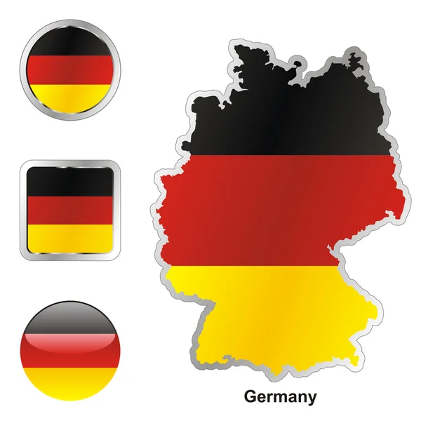 Alemania en formas de botones de mapa y web — Vector de stock