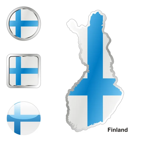 Finland in map and web buttons shapes — Stock Vector