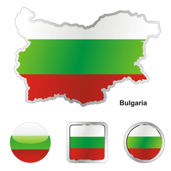 Bulgaria in map and web buttons shapes — Stock Vector