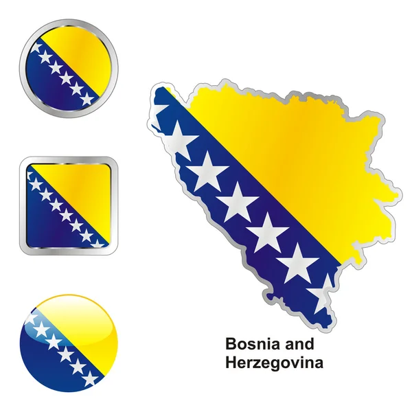 Mappa e pulsanti Bosnia-Erzegovina — Vettoriale Stock