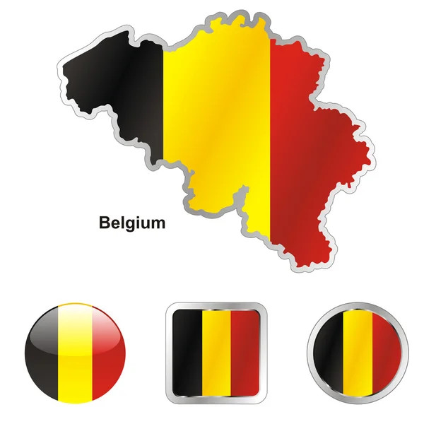Belgium-Térkép és web gombok alakzatok — Stock Vector