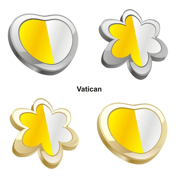 梵蒂冈国旗在心脏和花的形状 — 图库矢量图片