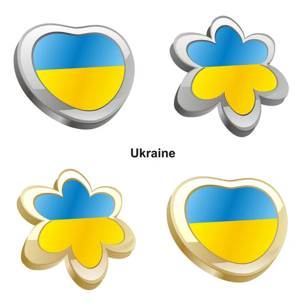 乌克兰国旗在心脏和花的形状 — 图库矢量图片