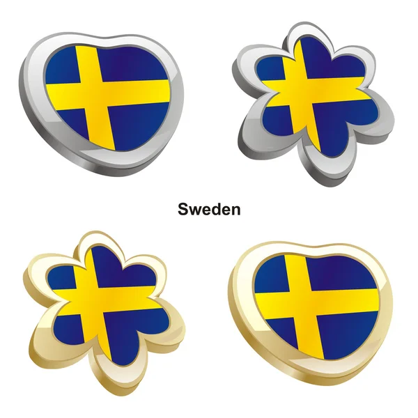 Bandeira da Suécia em forma de coração e flor — Vetor de Stock