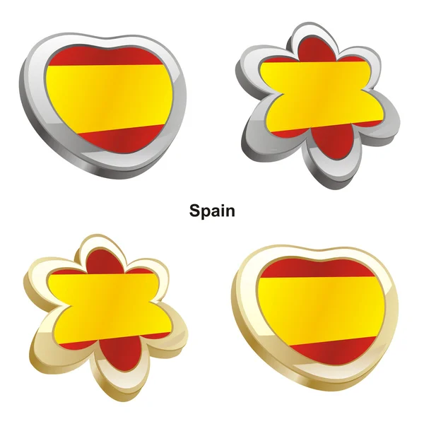 Spain flag in heart and flower shape — Stock Vector