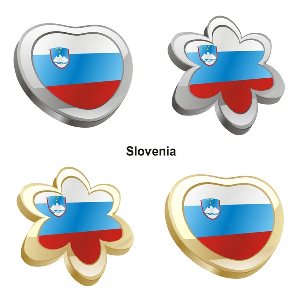 斯洛文尼亚国旗在心脏和花的形状 — 图库矢量图片