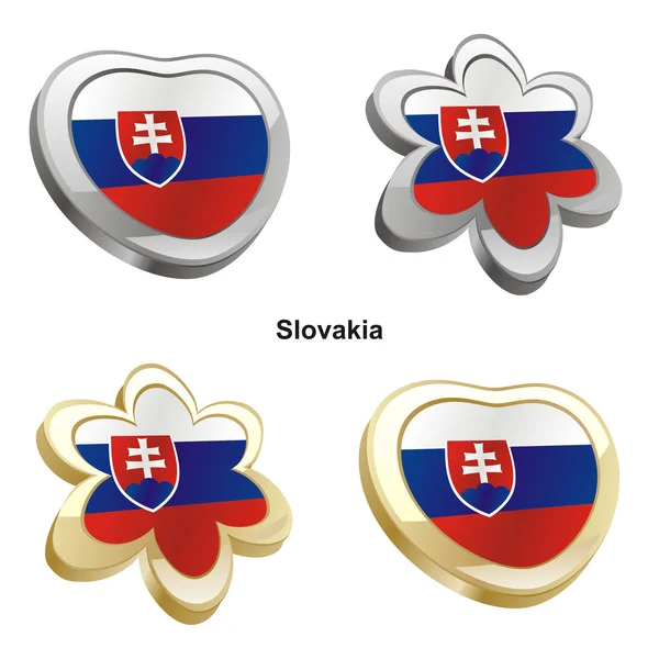 Bandeira da Eslováquia em forma de coração e flor —  Vetores de Stock