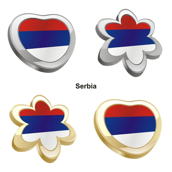 Szív- és virág alakú Szerbia zászló — Stock Vector