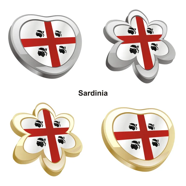 Szív- és virág alakú Sardinia zászló — Stock Vector