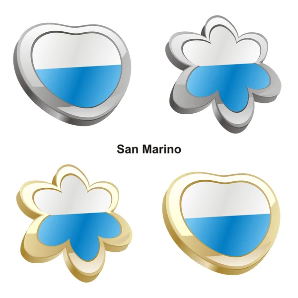 San Marinos flagga i hjärtat och blomma shap — Stock vektor