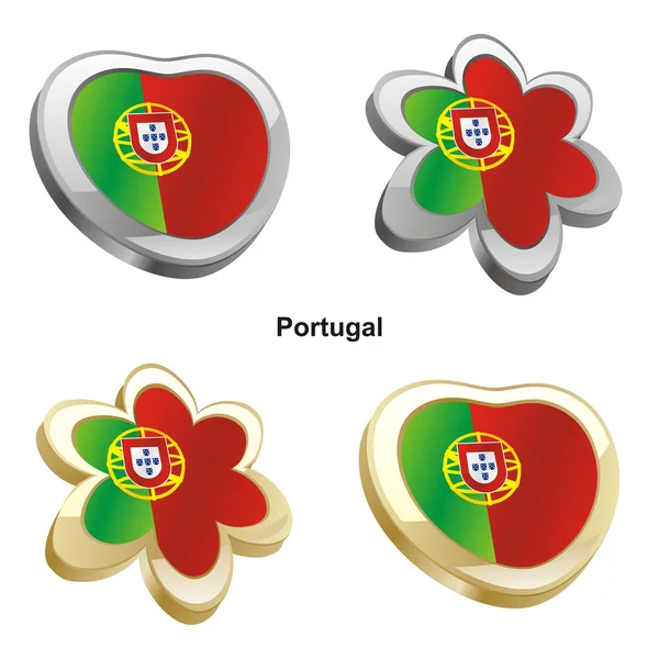 Portugiesische Flagge in Herz- und Blumenform — Stockvektor