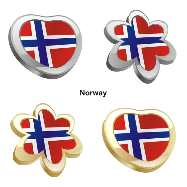 Bandera de Noruega en forma de corazón y flor — Archivo Imágenes Vectoriales