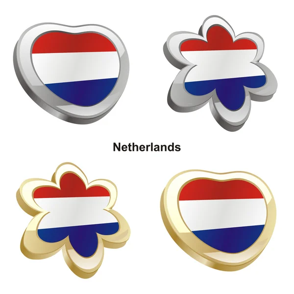 Флаг Нидерландов в сердце и цветок ша — стоковый вектор