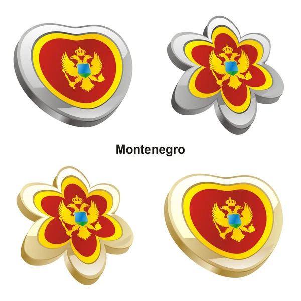 Bandera de Montenegro en el corazón y la flor shap — Vector de stock