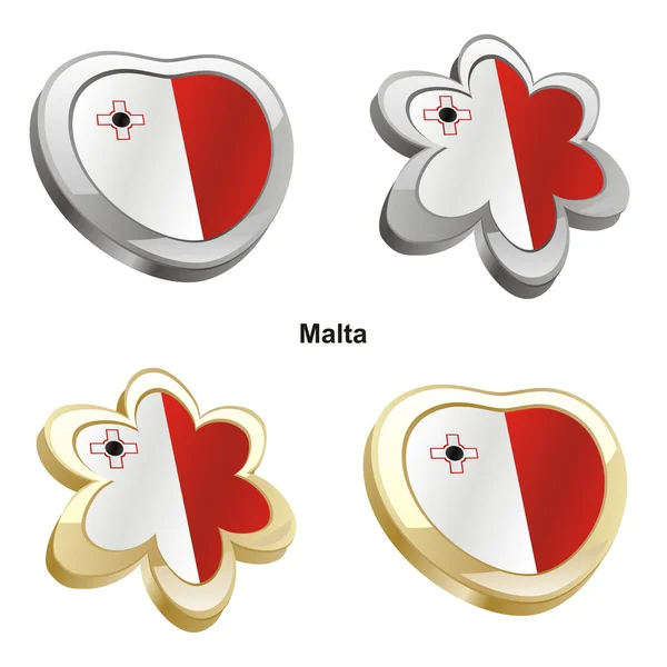 Bandeira de Malta em forma de coração e flor — Vetor de Stock