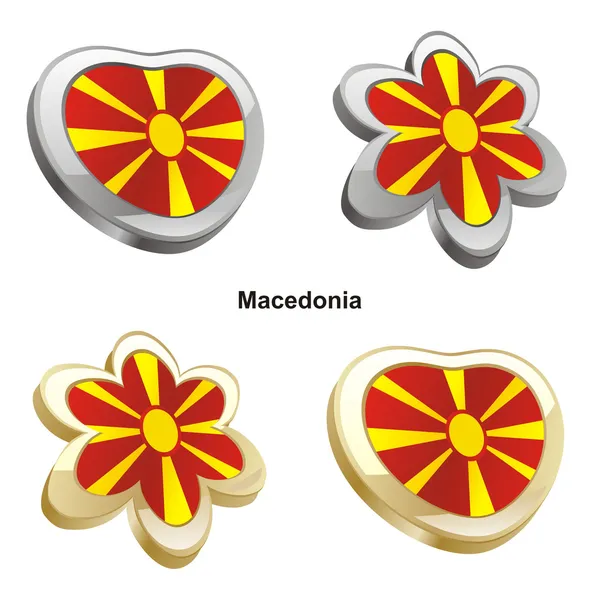 Macedonia flag in heart and flower shape — Stock Vector