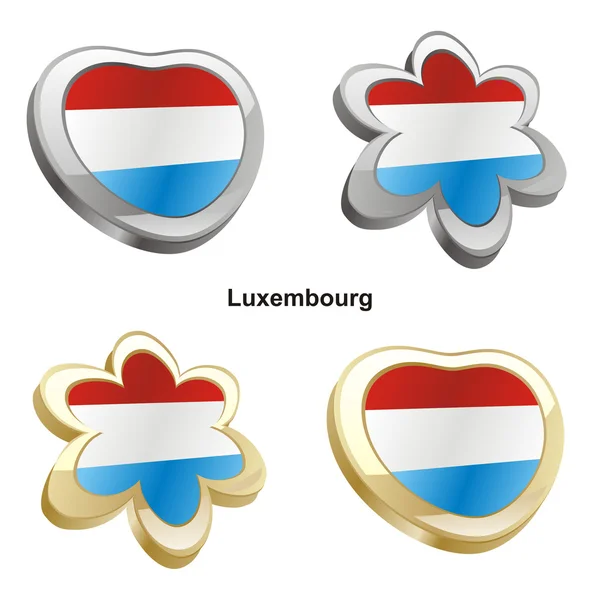 Luxembourg flag in heart and flower shap — Stock Vector