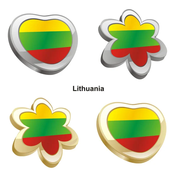 Drapeau de Lituanie en forme de coeur et de fleur — Image vectorielle