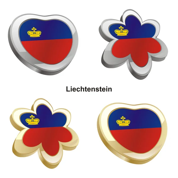 Bandera de Liechtenstein en el corazón y las flores — Vector de stock