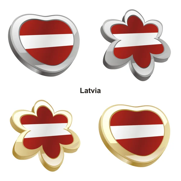 Lettlands flagga i hjärtat och blomma form — Stock vektor