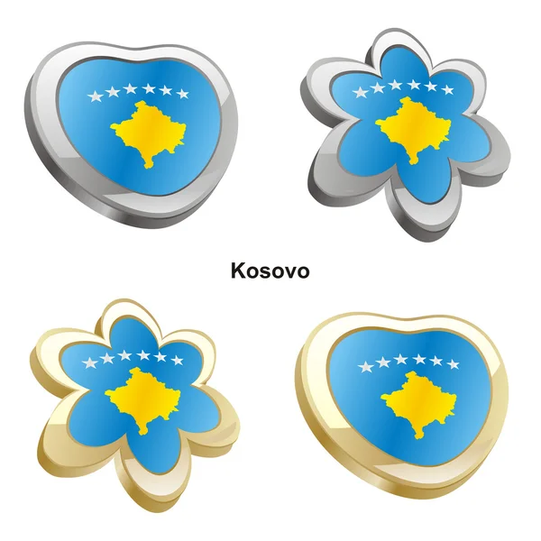Kosovo flag in heart and flower shape — Stock Vector