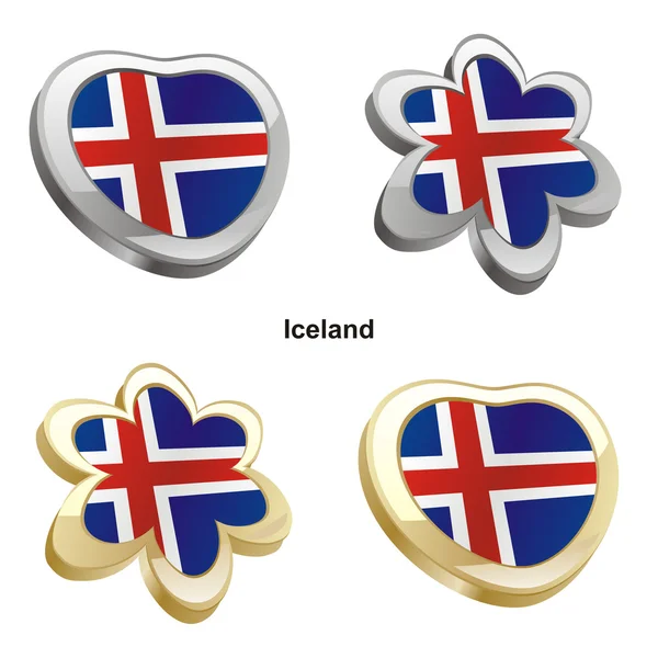 Bandeira da Islândia em forma de coração e flor —  Vetores de Stock