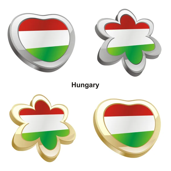 Hungary flag in heart and flower shape — Stock Vector