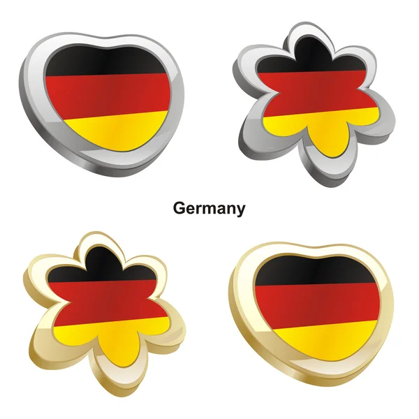 Bandeira da Alemanha em forma de coração e flor —  Vetores de Stock