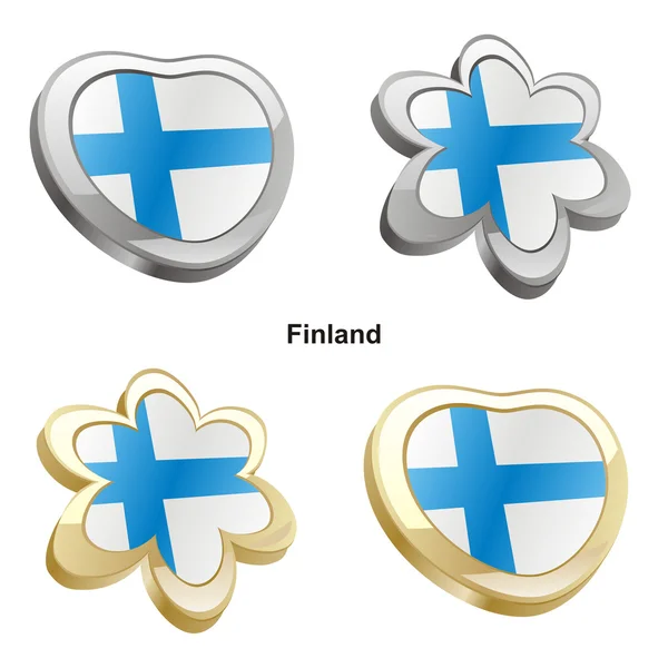 Σημαία της Φινλανδίας, σε σχήμα καρδιάς και λουλούδι — Διανυσματικό Αρχείο
