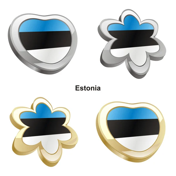 Észtország zászló, szív- és virág alakú — Stock Vector