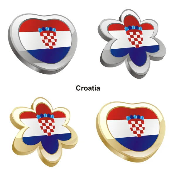 克罗地亚国旗在心脏和花的形状 — 图库矢量图片