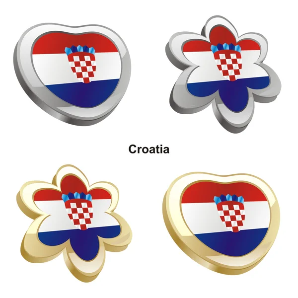 stock vector Croatia flag in heart and flower shape