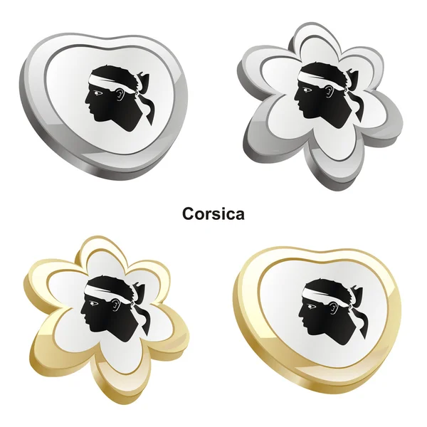 Drapeau Corse en forme de coeur et de fleur — Image vectorielle