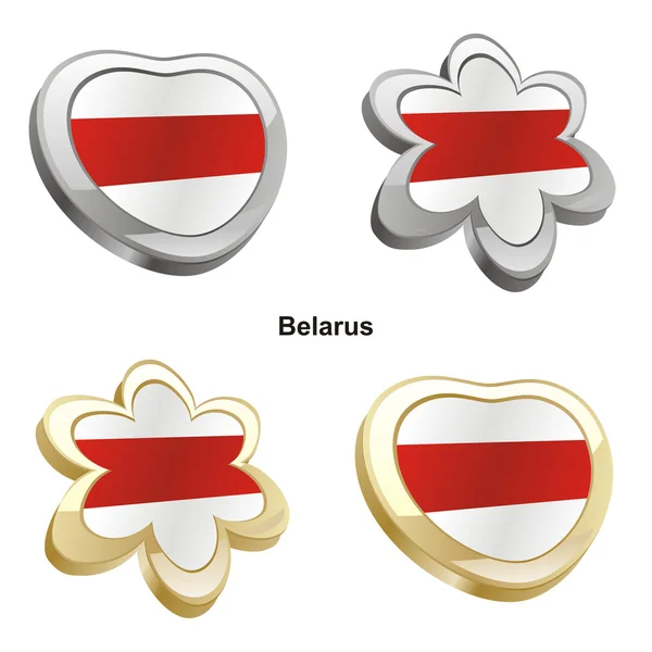 白俄罗斯国旗在心脏和花的形状 — 图库矢量图片