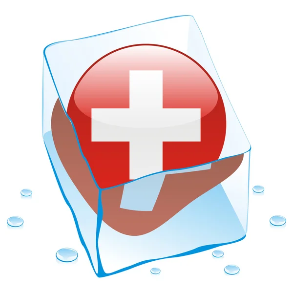 Schweiz knappen flagga frusen i isen cu — Stock vektor