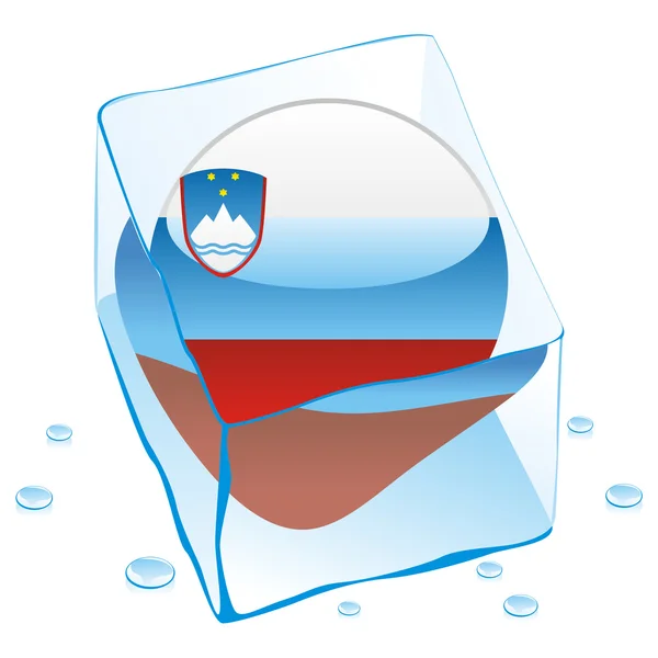 Slovenia bandiera a bottone congelata nel cubetto di ghiaccio — Vettoriale Stock