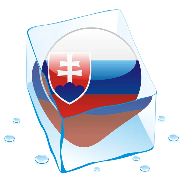 Slovakien knappen flagga fryst i isbit — Stock vektor