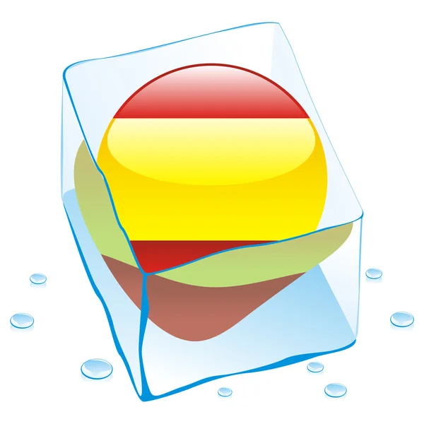 Bandera de España congelada en cubo de hielo — Vector de stock