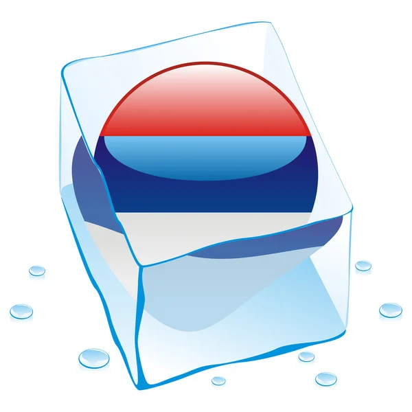 Ice cube dondurulmuş Sırbistan düğme bayrağı — Stok Vektör