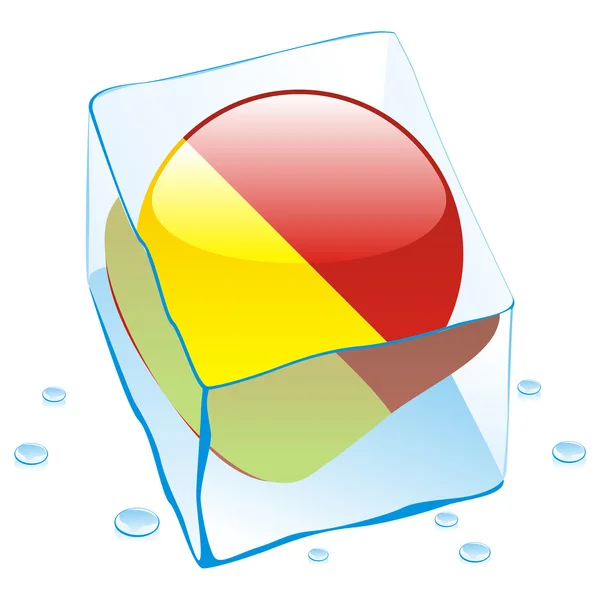 Sicily button flag frozen in ice cube — Stock Vector