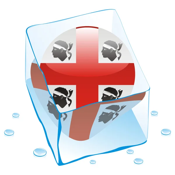 Bandera botón Cerdeña congelada en cubo de hielo — Archivo Imágenes Vectoriales