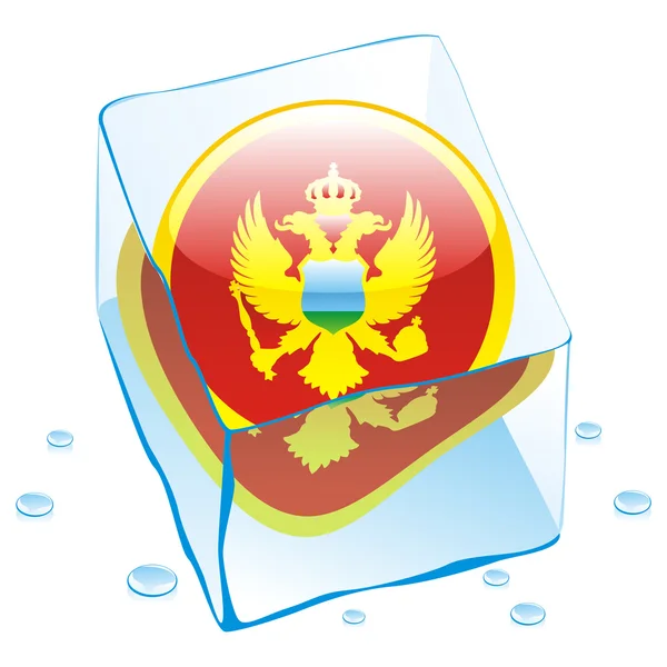 Montenegro bandeira botão congelado em filhote de gelo — Vetor de Stock