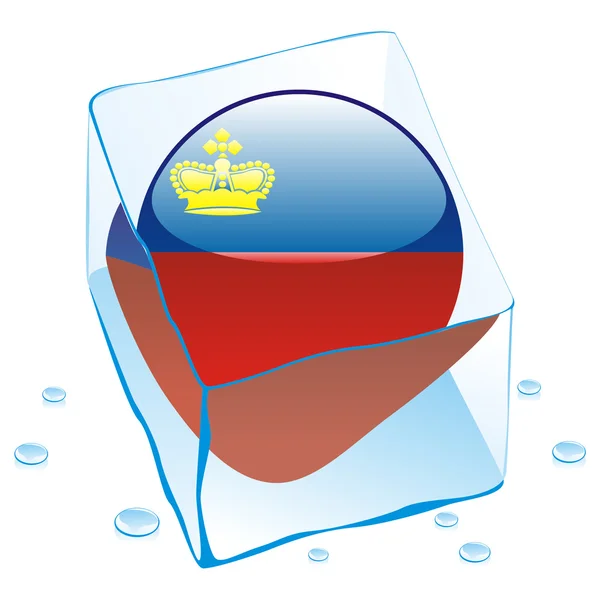 Σημαία του Λιχτενστάιν κουμπί κατάψυξη σε πάγο — Διανυσματικό Αρχείο