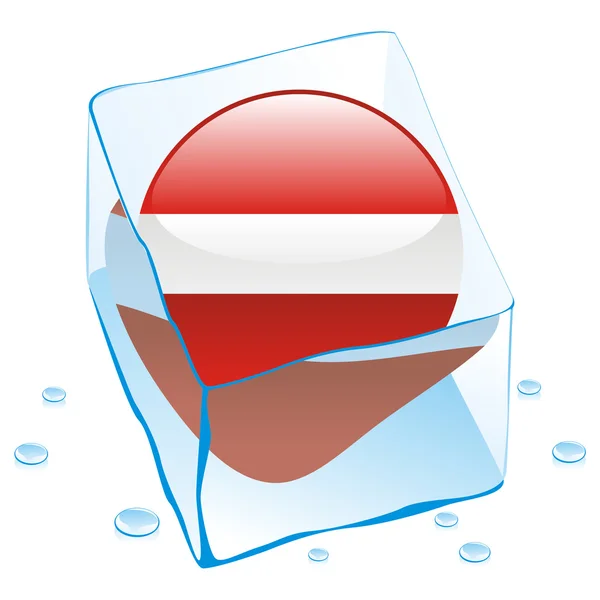 Bandeira de botão Letónia congelada em cubo de gelo — Vetor de Stock