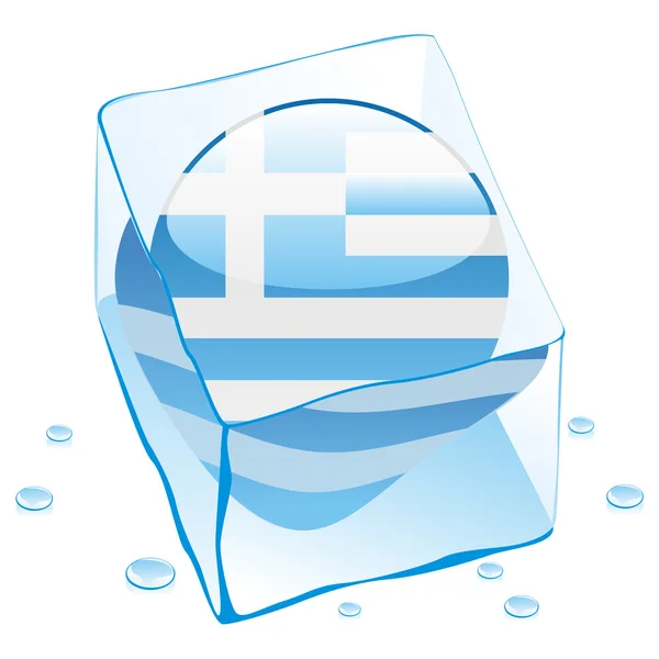 Grecja przycisk flaga zamrożonego w kostce lodu — Wektor stockowy