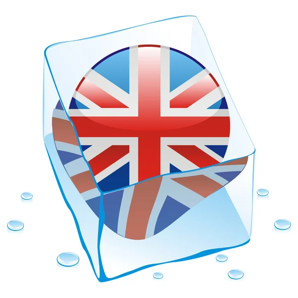 Gran bandera de botón británico congelado en hielo — Archivo Imágenes Vectoriales
